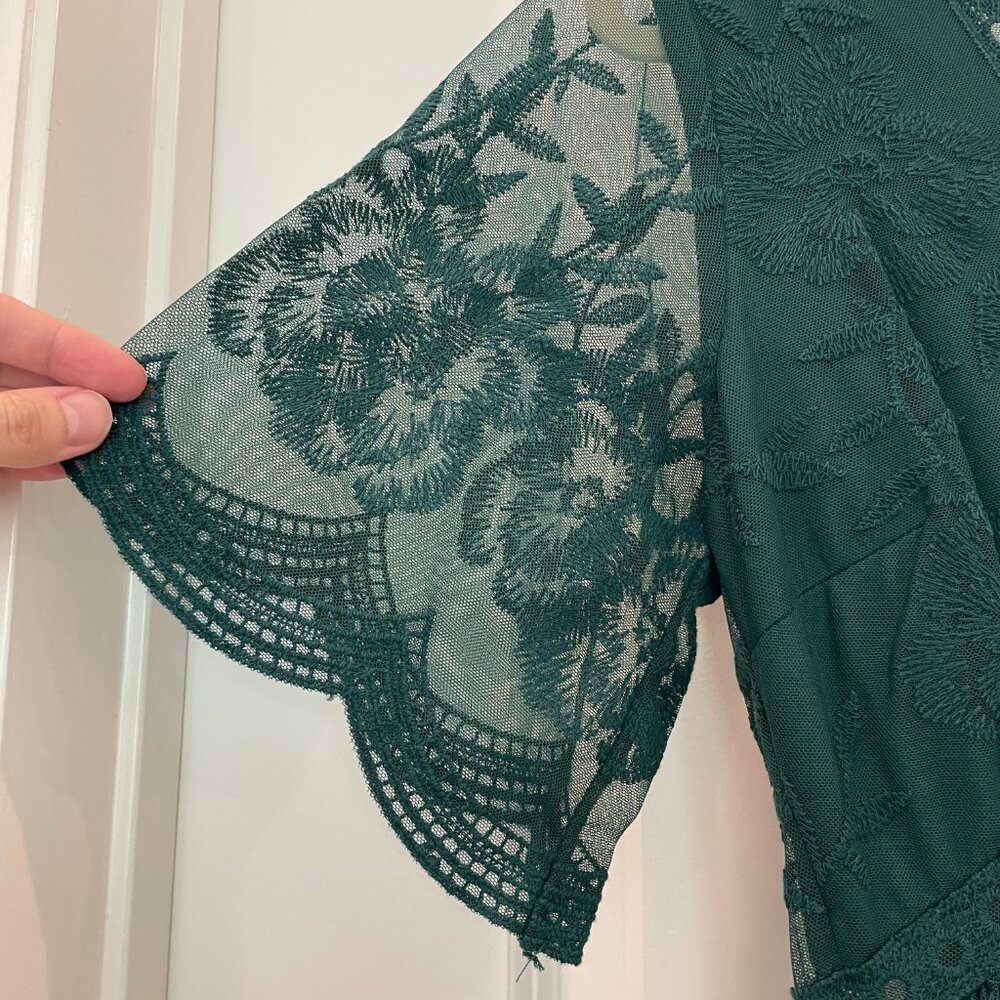 NWT PinkBlush Forest Green Lace Mesh Overlay Maxi Dress size small - Picture 4 of 13
